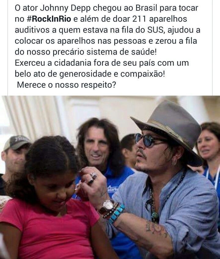 Johnny Depp durante sua vinda ao Brasil em 2015