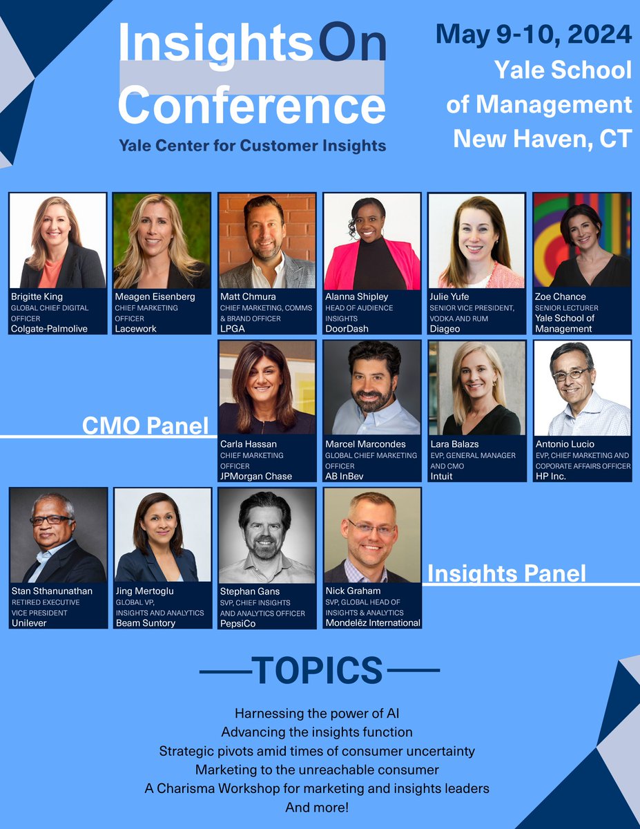 Have you seen the lineup for Day 1 of #InsightsOn Conference? $200 off until April 8th, secure your spot! som.yale.edu/event/2024-ins…