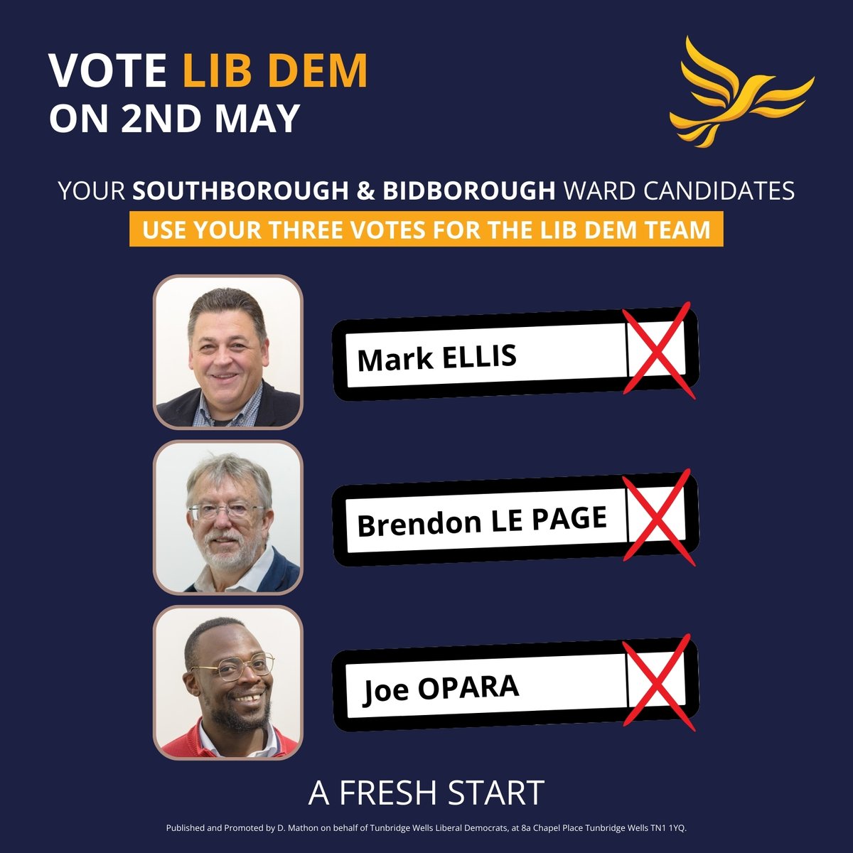 In #Southborough & #Bidborough use your three votes for the Lib Dem Team. 
#votelibdem #localElections2024 #Tunbridgewells