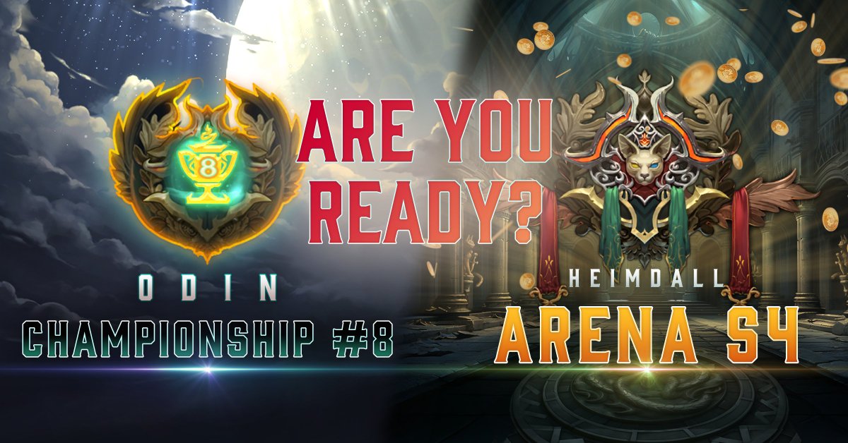 NineChronicles's tweet photo. Attention Adventurers! 📢

⚔️Welcome to Odin Championship 8 and Heimdall Arena S4🛡️

Claw your way up the rankings and solidify yourself as the baddest Adventurer in the Nine Realms🙌

Fight on both Odin and Heimdall and earn the top spot

Are you ready? 😼 https://t.co/Bqr3FFVxpa