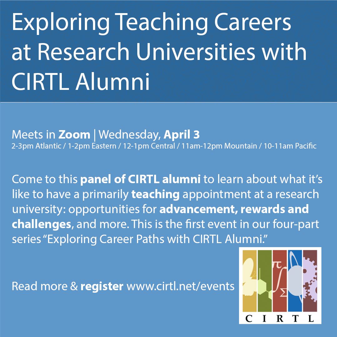 Going on the job hunt? Come to our online event on 4/3 to hear CIRTL alumni talk about what it's like to be in a primarily teaching appointment at a research institution! Read more and register at buff.ly/4aemRj8