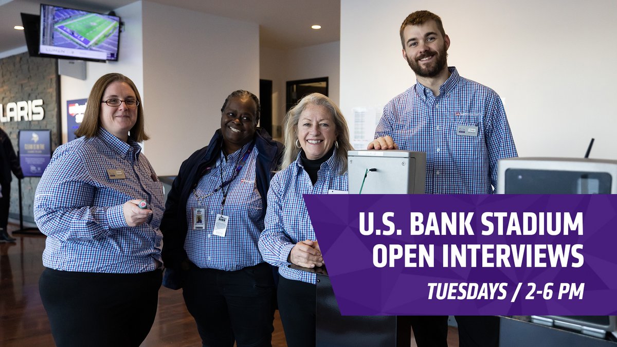 U.S. Bank Stadium will be holding Open Interviews on Tuesdays from 2-6 pm the whole month of April! Get hired on the spot and join our Guest Experience team working at the best concerts and games! Can't join us in person? Apply online here: bit.ly/41AwCn8