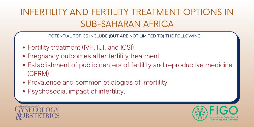 #CallForPapers #NewIJGOSpecialIssue Deadline: Friday 31 May 2024 Submit your original research, systematic & narrative reviews, brief communications, case reports and editorials today! Click here for more: obgyn.onlinelibrary.wiley.com/hub/journal/18…