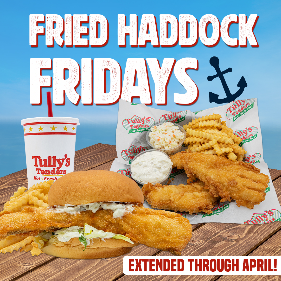 We’re extending our Fish Fry through the month of April! Our Fried Haddock Dinner or Haddock Sandwich is a must try🔥🎣
.
.
.
.
#FishFry #friedhaddock #lent #fishfriday #haddockdinner #haddocksandwich #tullystenders #oswegony #drivethru #eatlocal