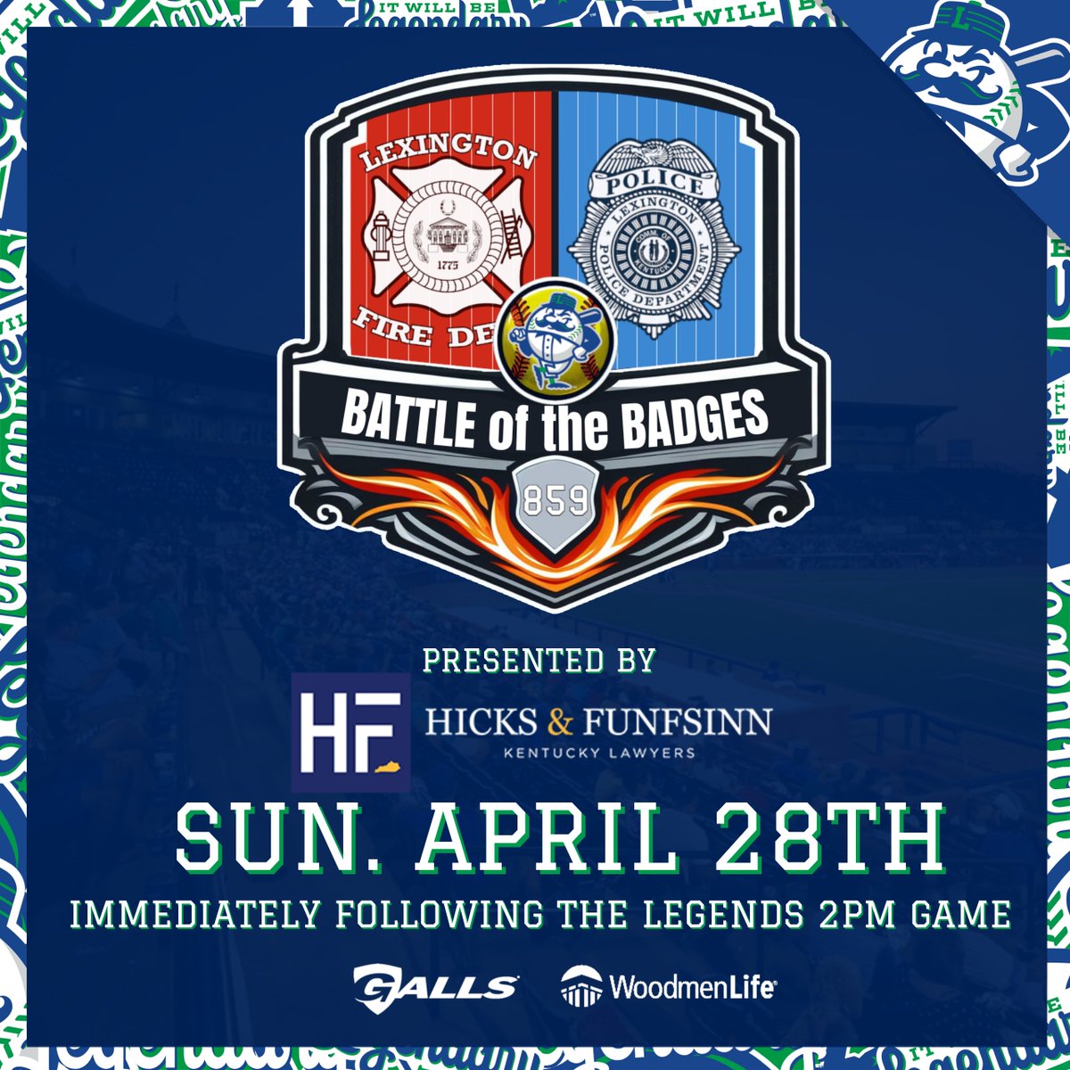 GoLexLegends's tweet photo. 🧑‍🚒BATTLE OF THE BADGES👮

Get your ticket to the Legends game on April 28th, and after the game stick around for the BATTLE OF THE BADGES.

Lexington Fire vs Lexington Police

Use the links in bio to purchase your ticket to the game AND raise funds for your chosen department! https://t.co/uzUJxles2j