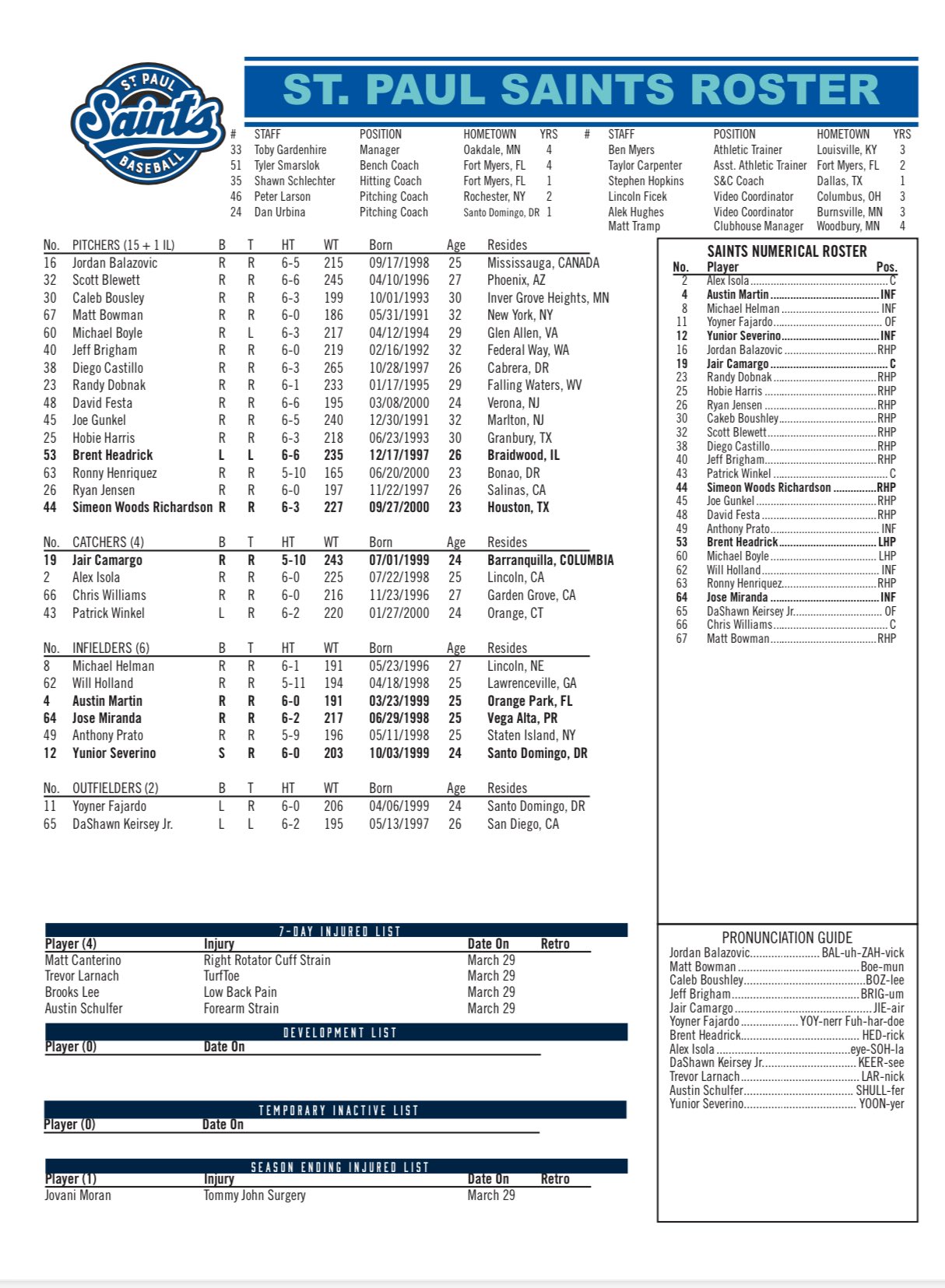 St Paul Saints Printable Schedule