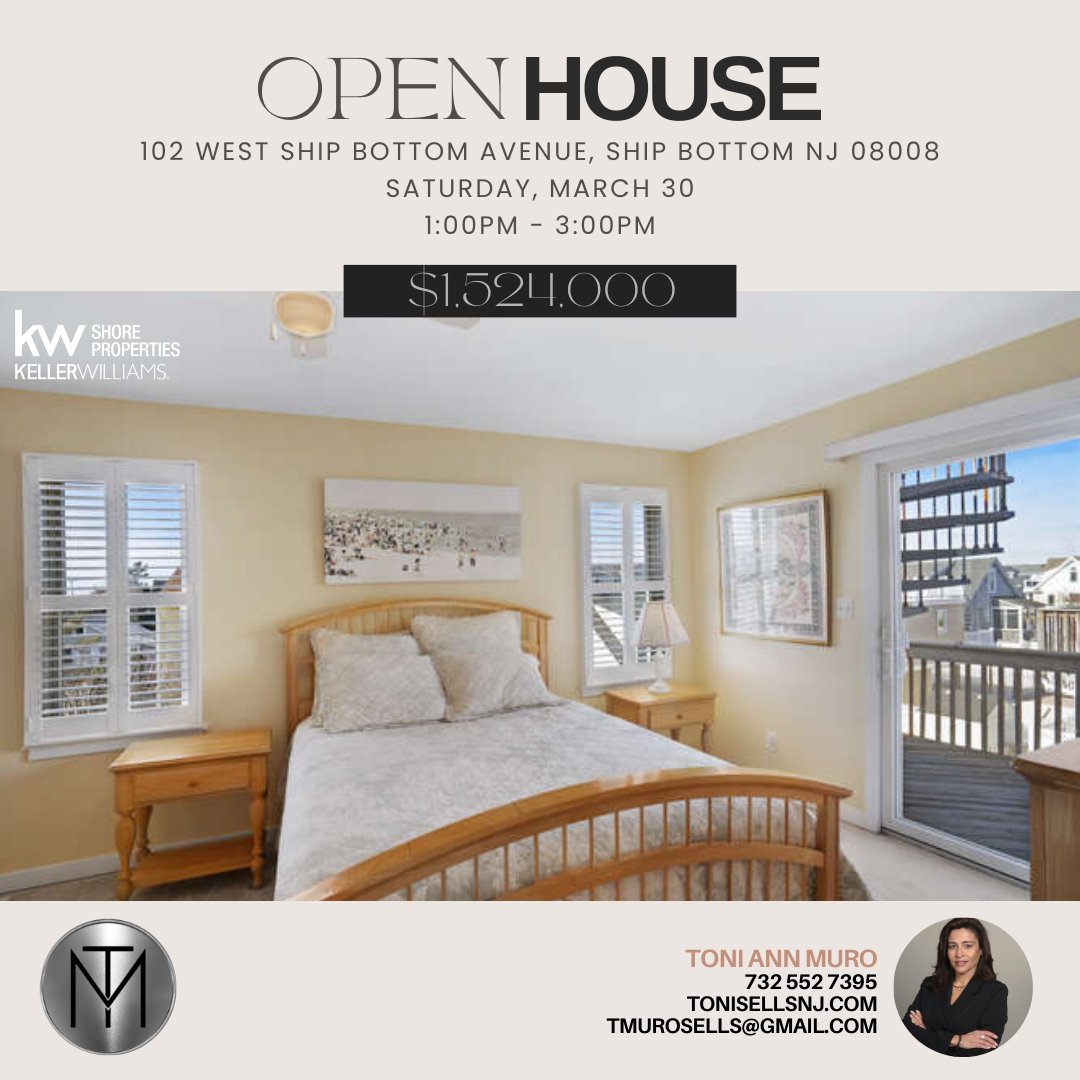 ToniSellsNJ's tweet photo. Don’t miss your chance to explore this stunning home with its spacious layout, multi-level decks, and fantastic amenities.

📍102 West Ship Bottom Ave, Ship Bottom NJ 08008
• Saturday, March 30th
• 1:00 - 3:00pm

#NJOpenHouse #OceanCounty #OceanCountyRealEstate #NJRealEstate https://t.co/Do4P2x5hZG
