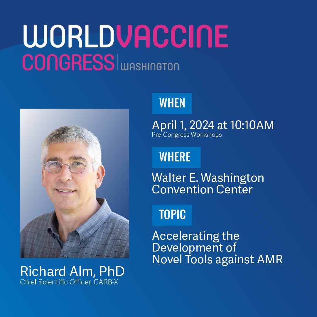 Join CARB-X’s Chief Scientific Officer Richard Alm, PhD, at the World Vaccine Congress in Washington D.C., on April 1, 2024. During his talk, he will discuss Accelerating the Development of Novel Tools against AMR. #WorldVaccineCongress #AMR