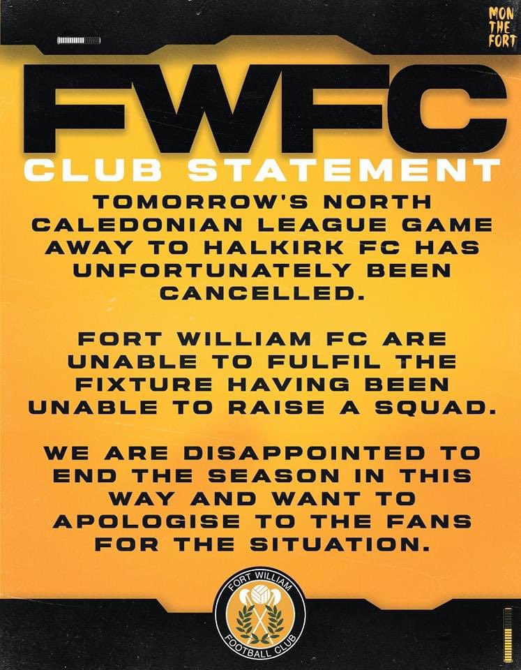 An update on tomorrow’s final North Caledonian League match.