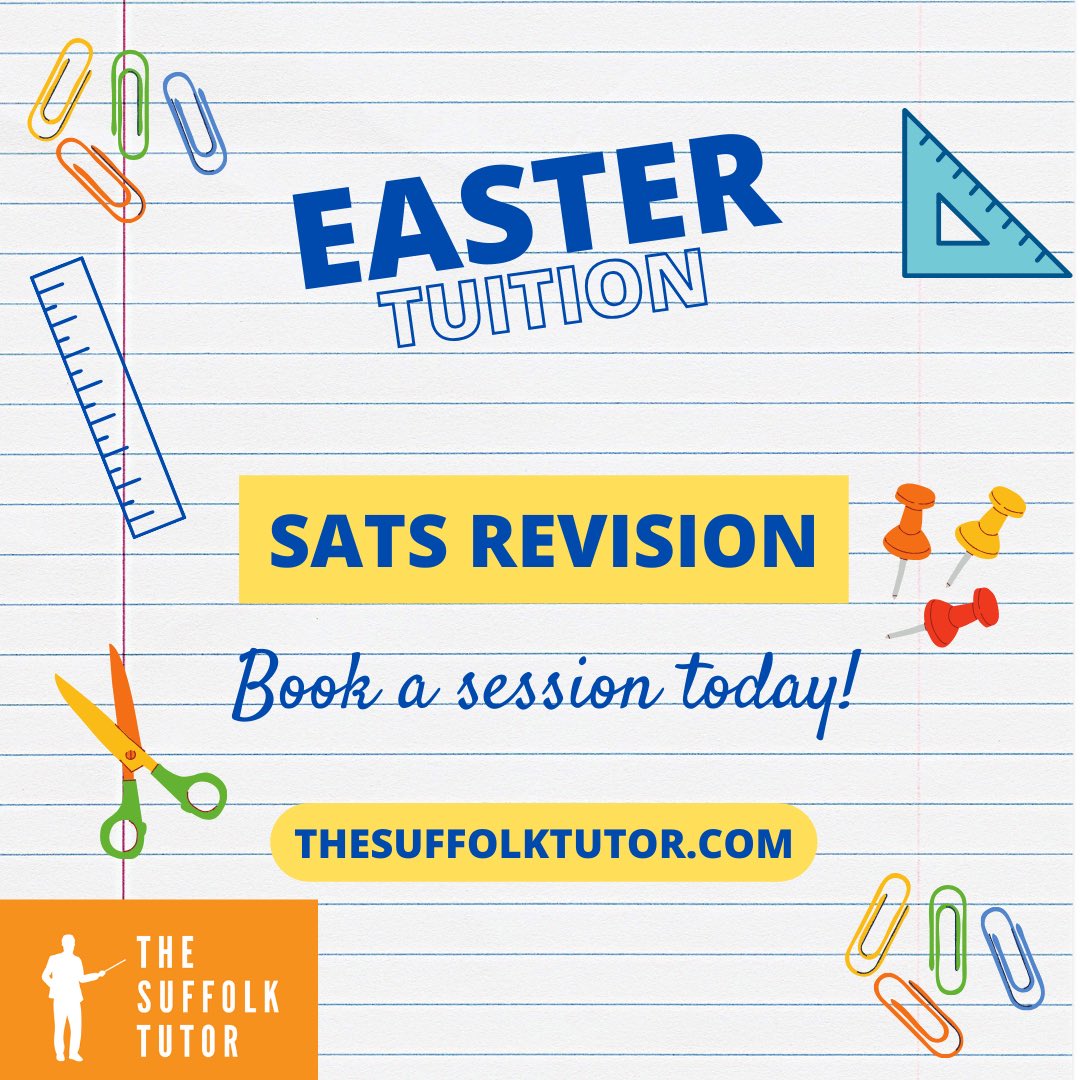 Reminder: 

Monday 13th May is the start of the KS2 National Curriculum assessments.

Book a revision session today to eleviate any of those last minute worries.

e-mail: thesuffolktutor@proton.me

#SATs #year6 #KS2 #KS2maths #tutoring #Suffolk