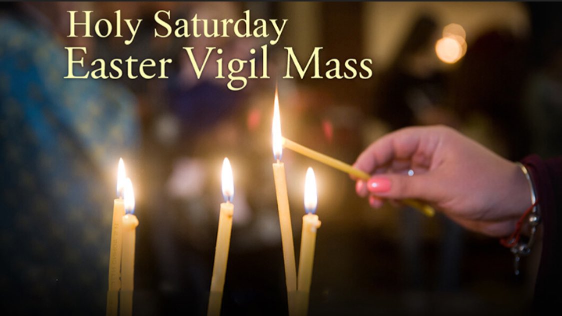 EASTER VIGIL 9.00pm Saturday - 30th March - with blessing of the Easter Fire and Easter Candle. The Exultet - Vigil of Reading and First Mass of Easter - you are welcome to join us - it will also be live-streamed via holyfamilypatchway.co.uk

please note 6.00pm Mass this evening.