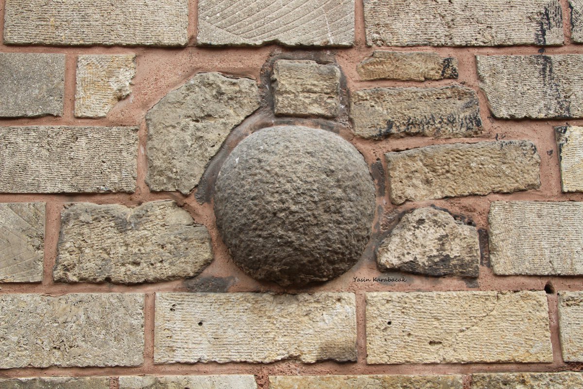 Ottoman cannonball stuck in the Theodosian Walls. It's original but terribly restored in 1980's