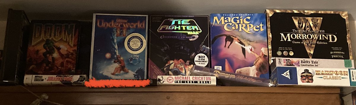 EvilSoftGames's tweet image. Four of my personal 10/10 #bigboxPCgames.

#PCgaming #DOSgaming #retrogaming 
- #Ultima #UltimaUnderworld 
- #Doom
- #Morrowind
- #MagicCarpet 
(5 would be #TieFighter there &amp;amp; 6 would be #Descent)