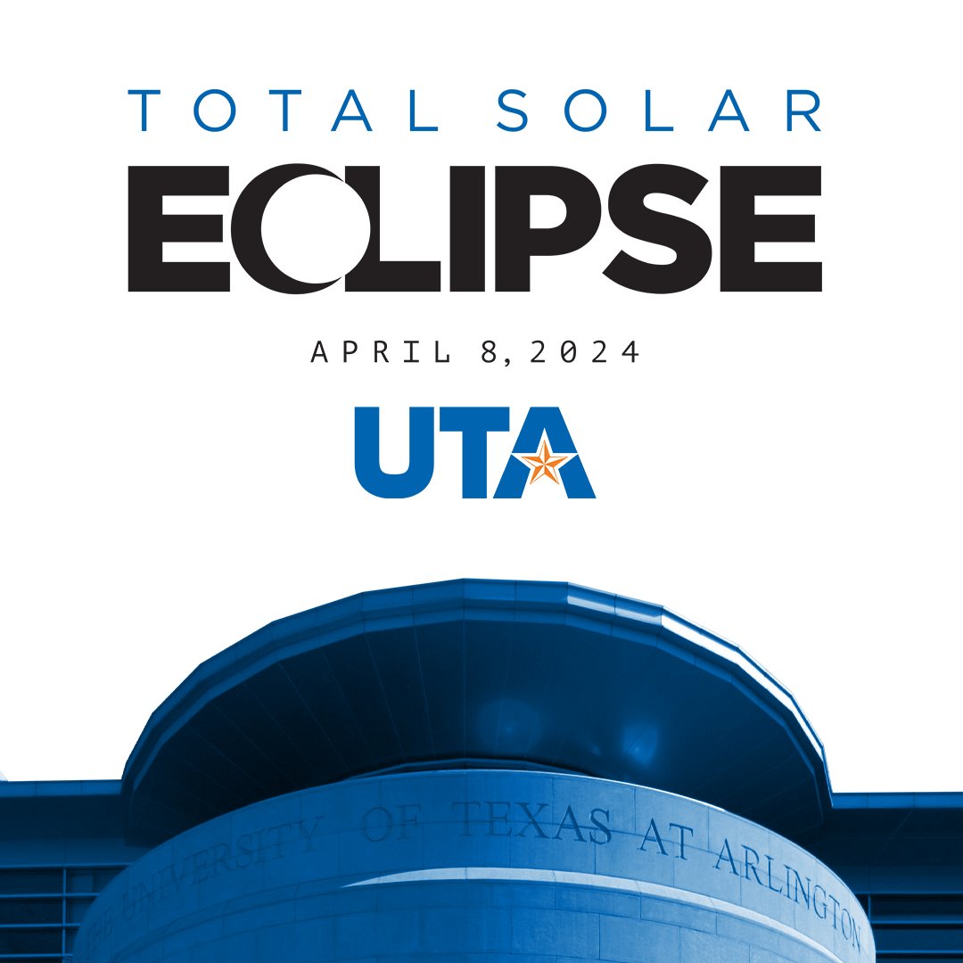 Come view the total solar eclipse at UTA during our watch party April 8! This event will be open to the public, and the community can enjoy food trucks, an audio program featuring eclipse experts from UTA’s faculty, and more. To learn more, go to uta.edu/planetarium/ec….