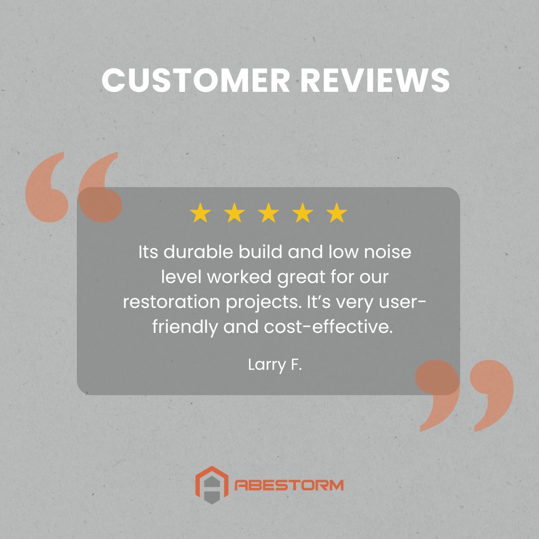 We always look forward to feedback from our loyal customers - especially a 5-star review like this one.🌟 Thank you Larry!😊

#customerlove #customertestimonial #customertestimonials #customerreviews #5starreview #airscrubber #ventilationfan #dehumidifier #pollutantfree #abestorm