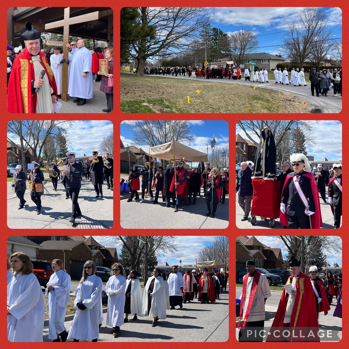 Good Friday Procession, St. David’s Parish, 2024. ✝️ Behold the wood of the cross, On which hung the salvation of the world. Come, let us adore. ✝️🌿 @StDavidsMaple