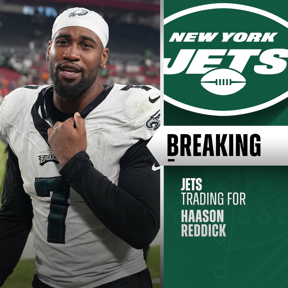 BREAKING: Eagles are trading Haason Reddick to the Jets for a future conditional 3rd-round pick. (via @rapsheet)