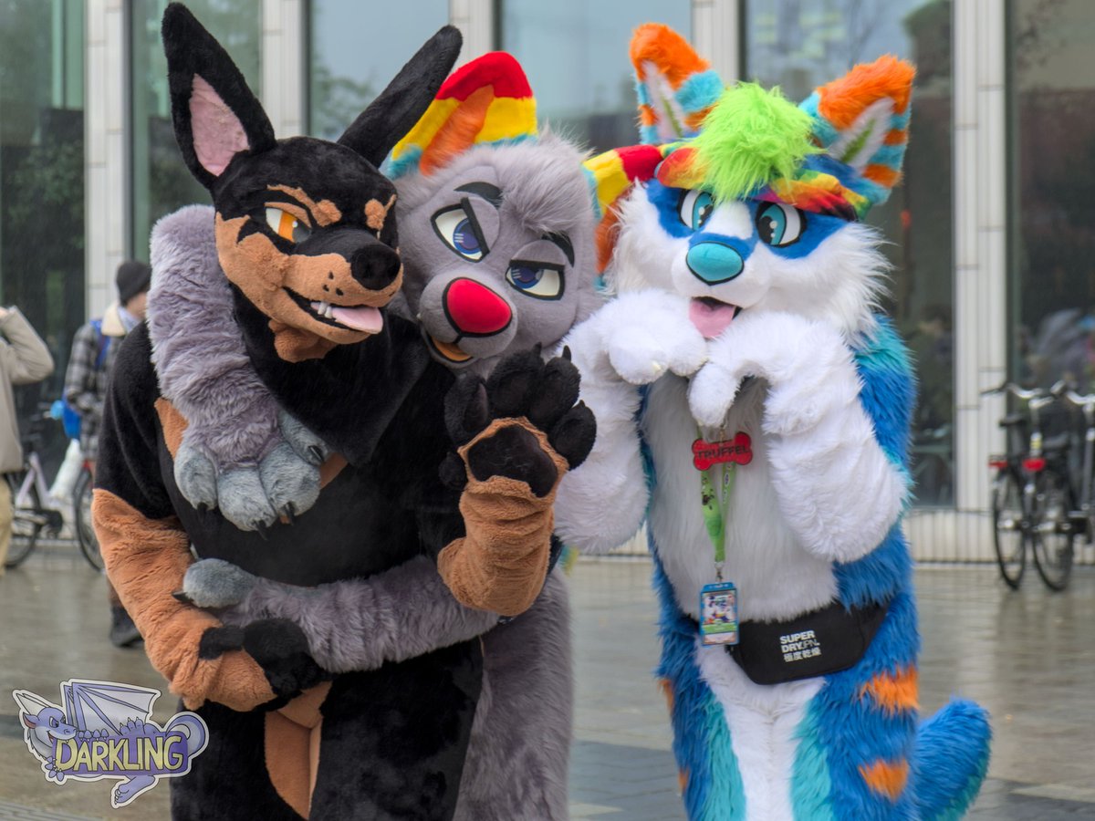 Happy #FursuitFriday everyone, enjoy some lovely memories from #NFC2024 with @InfinityFloof and @TruffelWusky 📷 @DarklingDragon