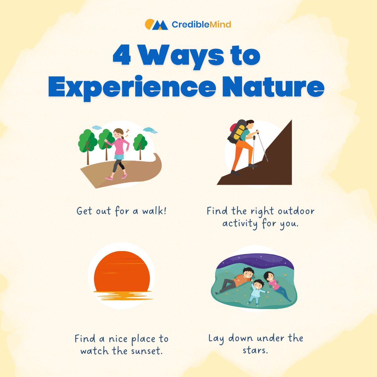 Did you know that spending time outside can improve your mental health? Visit bit.ly/3wPvUbP to find more ways to experience nature and improve your mental health outdoors! #StigmaFreeFishers #FishersIN #Fishers