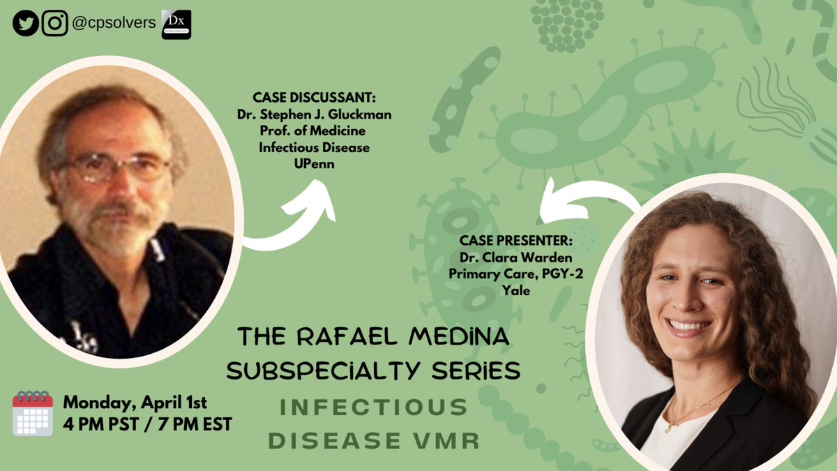 #MedTwitter- Has infectious disease started to ~grow~ on you? Please join us Monday, April 1 at 7PM EST for a conversation with primary care resident Dr. Clara Warden and infectious disease specialist Dr. Stephen Gluckman! Listen here for free!➡️ bit.ly/31LWIKg