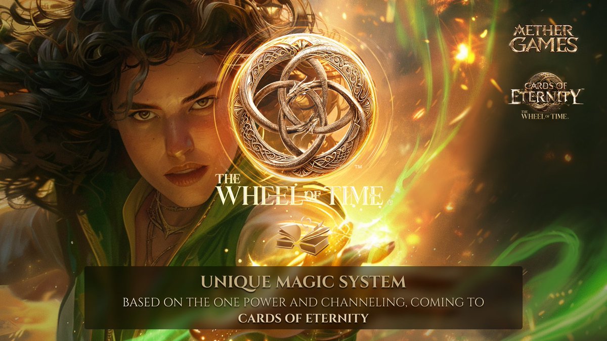 🌀Discover the magic of 'The Wheel of Time' in the upcoming Cards of Eternity @AetherTCG -- Our unique system, based on the One Power and channeling, brings the essence of the saga’s sorcery to life $AEG. Feel the true power of Aes Sedai and battle with the arcane as never…