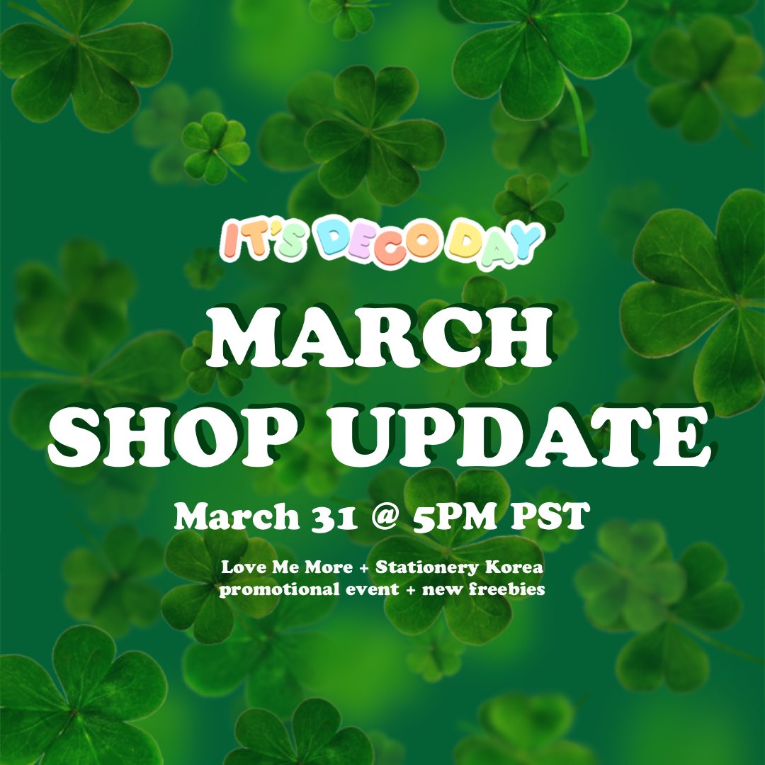 itsdecoday's tweet photo. March Shop Update this Sunday @ 5PM PST 😊 We are gifting entire large deco & letter sticker sheets by Love me More for this event so don’t miss out!
#stickershop #toploaderdeco #kpoppolco #polcodeco #kpopcollector #kpopdeco #itsdecoday https://t.co/GqL6894KOS
