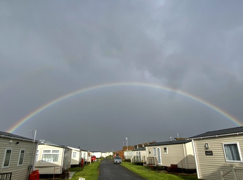 Beautiful rainbow over the caravans this afternoon.