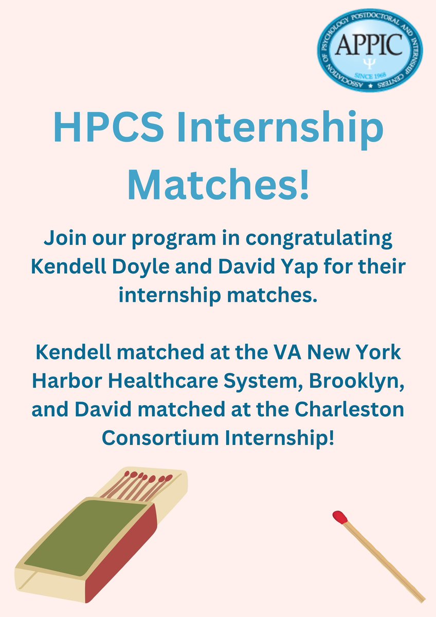 Excited for Kendell and David to enter their internship year! The HPCS program is thrilled for them and their matches!