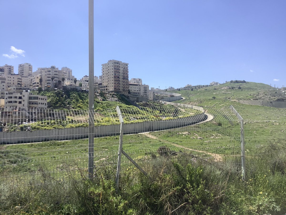 I drove around East Jerusalem this week. Here we have three Palestinian towns completely surrounded by a massive wall. Maybe 40% of those inside lack Jerusalem IDs. They live in a kind of reservation, for lack of a better term. Will show you some more extreme cases tomorrow