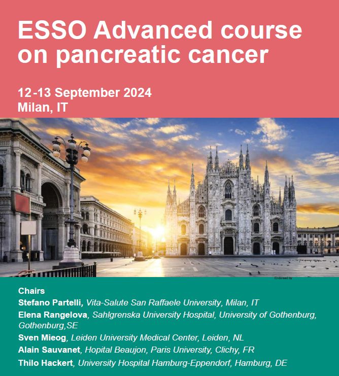 🚀 Elevate your skills in #PancreaticCancerSurgery at the ESSO Advanced course! Join us in Milan, IT on 📅 September 12-13, 2024. Register now! 🔗 buff.ly/4aiAlu3 #PancreaticCancer #SurgicalAdvancements #surgicaloncologists #surgicaltraining