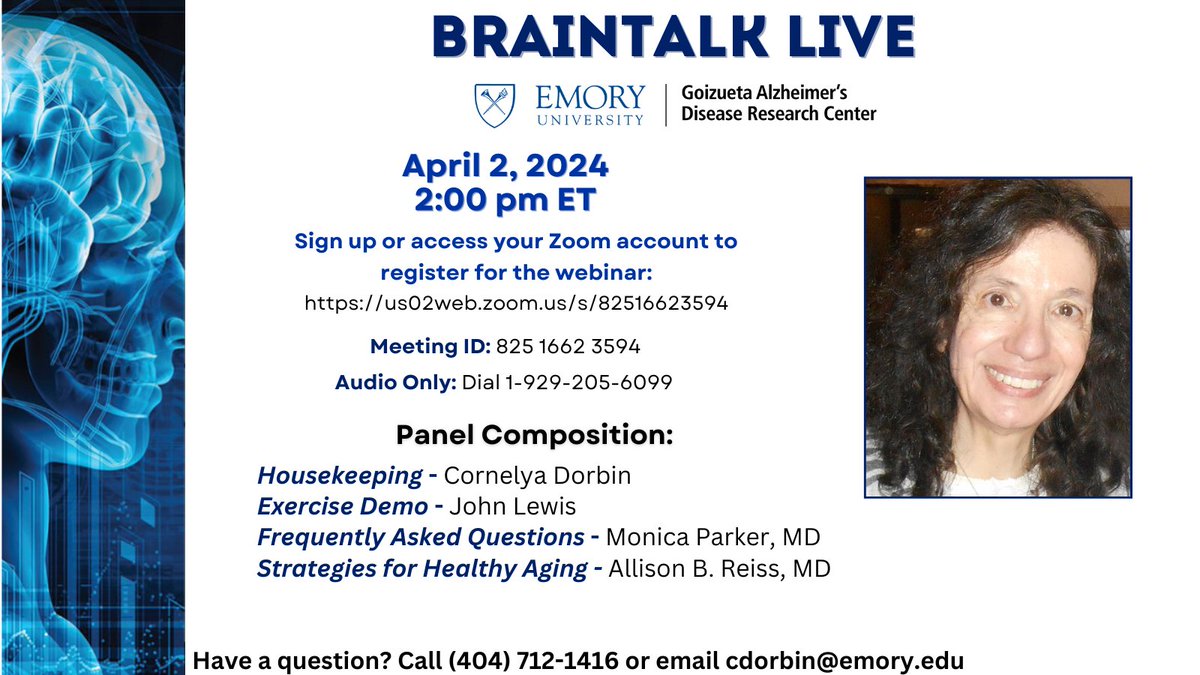 #Honored to be #speaker at #Brain Talk Live on #Tuesday April 2 at 2PM. #Freeevent #Online Wonderful program. #HealthTips @NYULangoneLI @nyulisom @MDPIOpenAccess @FrontNeurosci @AFMResearch @alzfdn Register here bit.ly/49hRi7N