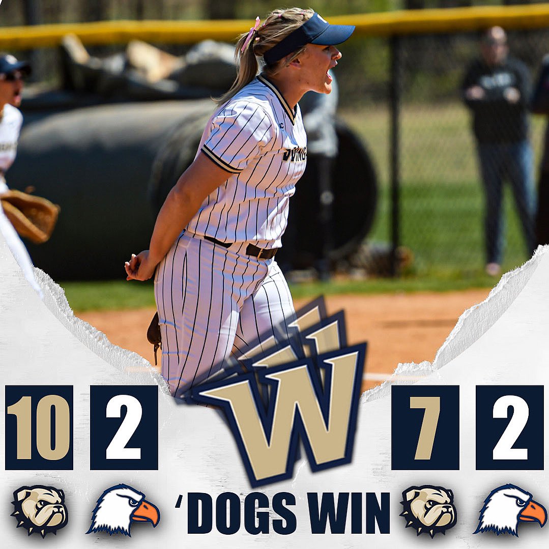 Wingate Bulldogs (@wu_bulldogs) on Twitter photo 🧹 BULLDOGS SWEEP 🧹
1️⃣3️⃣ straight dubs for #12 <a href="/WingateSoftball/">Wingate Softball</a> as the ‘Dogs take 2 at Carson-Newman to move to 33-6 overall & 11-1 in the SAC!
Cutcher picked up a win & a save on the day; Kramer homered in each game with Brooks & Stevens also homering!
#OneDog 🧹 BULLDOGS SWEEP 🧹
1️⃣3️⃣ straight dubs for #12 <a href="/WingateSoftball/">Wingate Softball</a> as the ‘Dogs take 2 at Carson-Newman to move to 33-6 overall & 11-1 in the SAC!
Cutcher picked up a win & a save on the day; Kramer homered in each game with Brooks & Stevens also homering!
#OneDog