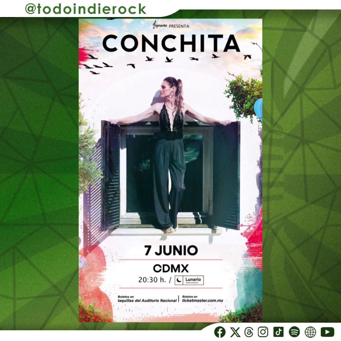 Recuerda que este 07 de junio regresa la cantautora <a href="/OficialConchita/">Conchita</a> a #México 🎤👇🏻

🎫 Tickets en <a href="/Ticketmaster_Me/">Ticketmaster México</a> 
🔗 ticketmaster.com.mx/conchita-ciuda…
💿 <a href="/Gyrarte/">Gyrarte</a> | <a href="/LunarioMx/">Lunario</a> 

#TodoIndieRock