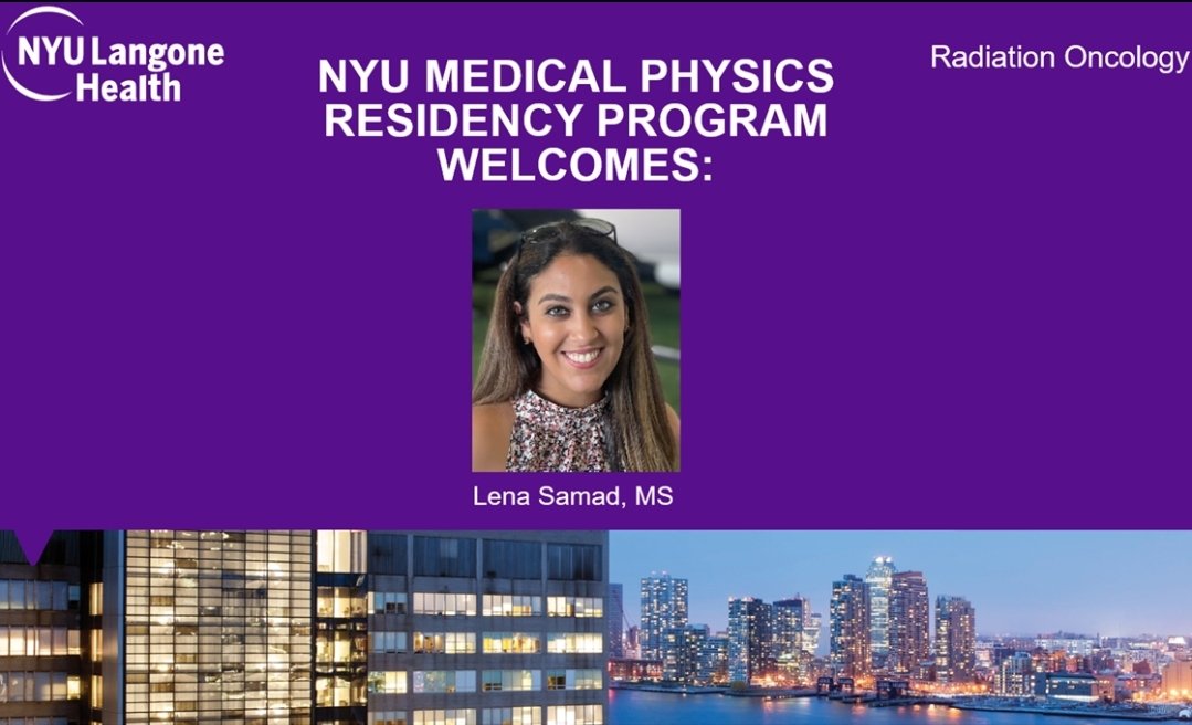 Welcome Lena to our medical physicist program! We're so excited to have you!