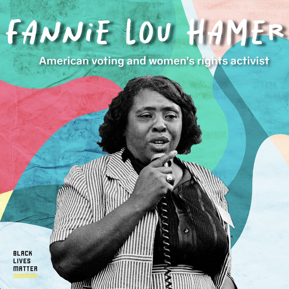 Fannie Lou Hamer is everything! Her political practices, antipoverty strategies, and community economic development were about creating a new system of sustainable Black liberation. Join us in honoring her life & legacy by fighting for the continued freedom we so justly deserve.