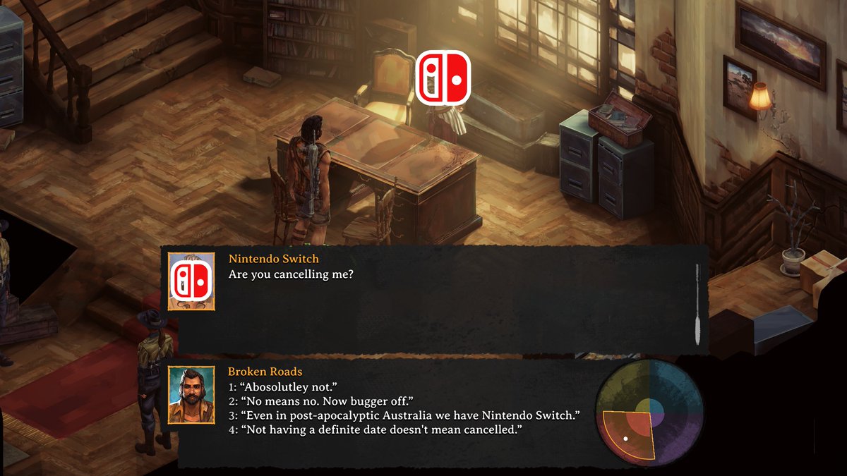 BrokenRoadsGame's tweet image. Regarding the recent news of the cancellation of Broken Roads on Nintendo Switch.