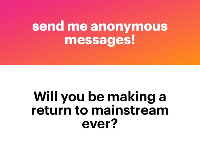 I&rsquo;d love to, if fans start interacting with me on here and continue supporting my current work ❤️ you