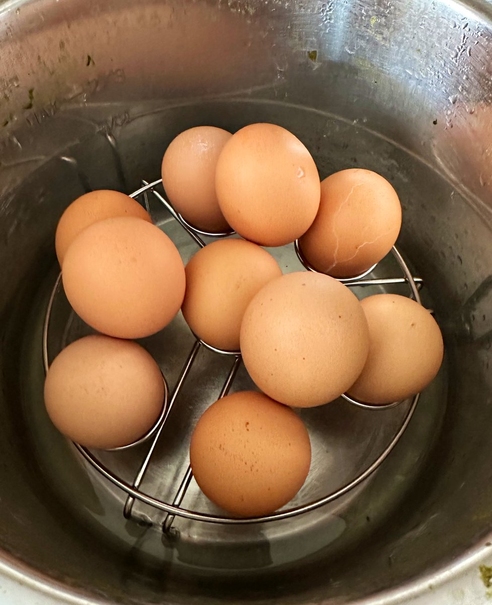 Preparing ‘boiled’ eggs in my #InstantPot is my favorite method! Fits 10 eggs.

Pressure cook 3-4 mins for soft boiled eggs or 6-7 mins for hard boiled eggs. 

They are easier to peel. I’m never going back to the stove for this!

#eggs #boiledegg #cooking #cookingtips #eggsalad