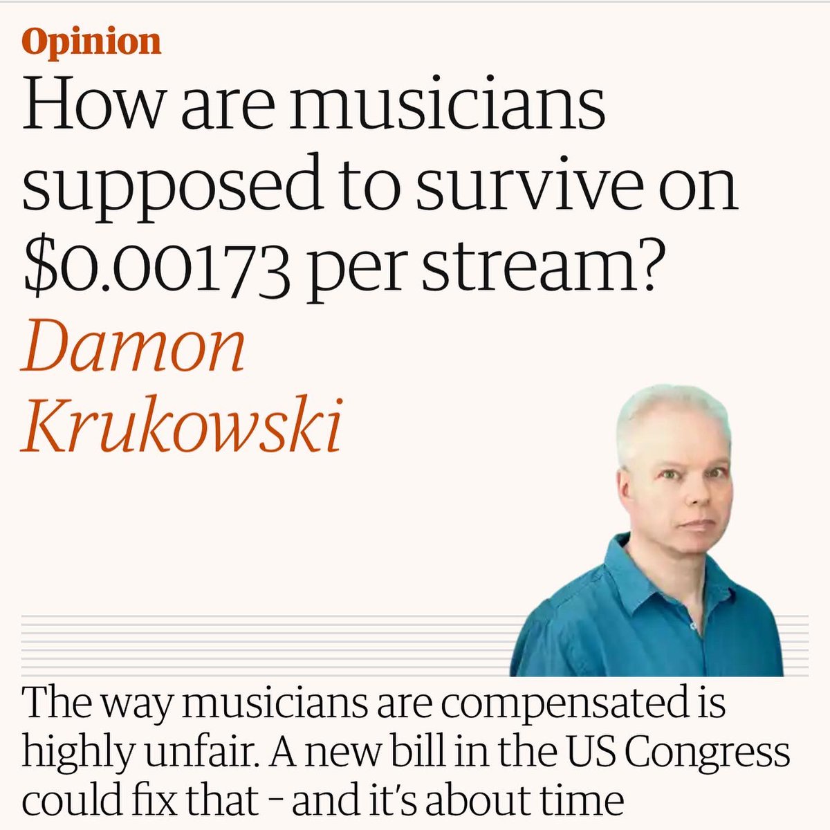 New @dada_drummer for @guardian advocating for the Living Wage for Musicians Act. Artists deserve to be paid fairly for streaming! amp.theguardian.com/commentisfree/…
