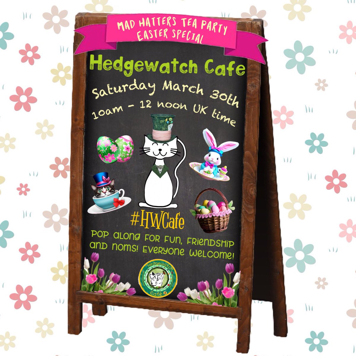 Tomorrow I will be working as Maître D’ at the #HWCafe from 10am. I hope to see you there💖 Before then, I have been trying out the photo booth. It’s so much fun. If you are posting your Easter Bonnet Parade photos, please remember the hashtag #HWCafeEBP😽🐾