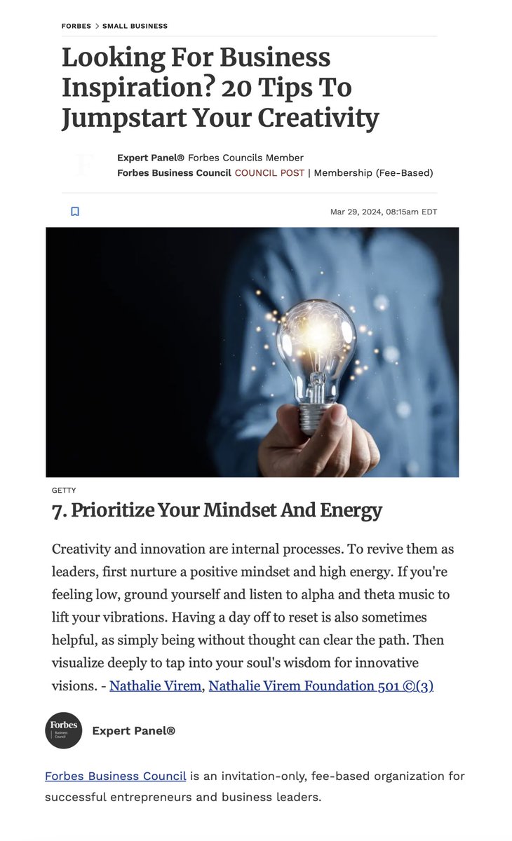 Grateful to be featured in today's <a href="/Forbes/">Forbes</a> Expert Panel. Your support—by sharing and engaging—helps us raise awareness at the Nathalie Virem Foundation 501(c)(3).
Interested in making a difference? Learn more at nathalievirem.org.
#Forbes #Impact #Donations #Grants