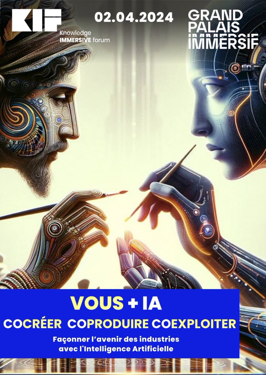 Le 02 avril je suis invité au #grandpalaisimmersif pour l’événement spécial #ia le #kif avec des intervenants de toutes les facettes de l’#ia . Je présenterai une  réalisation unique en dev #vr #ar que je développe avec l’ia autour de  #2pac &amp; #Shakespeare