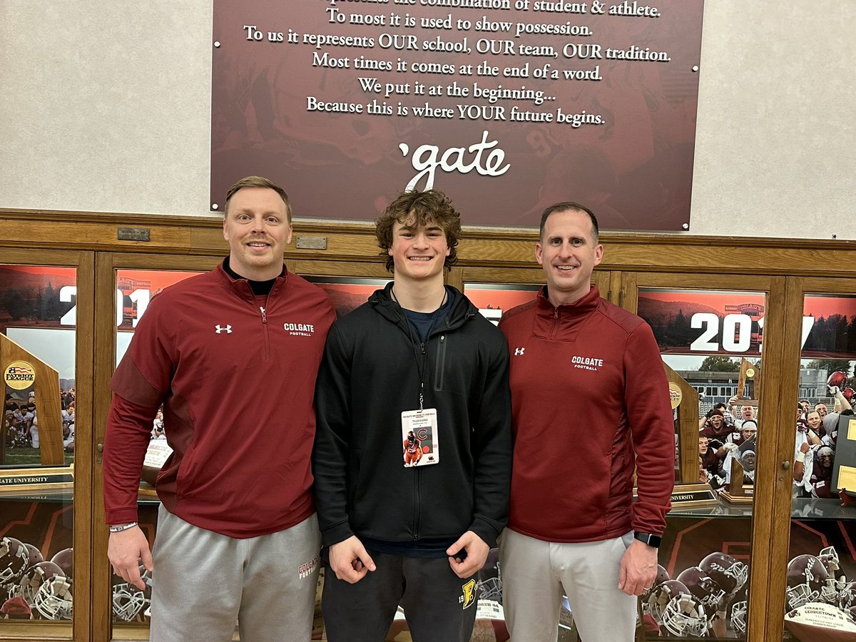 After a great visit and conversation with @Coach_Dakosty, I’m blessed to receive an offer from @ColgateFB. Thanks to all the coaches for a great visit! 🔴⚪️ @CoachJaredLivin @Ison50 @Coach_Wayne55 @Wick_Football_