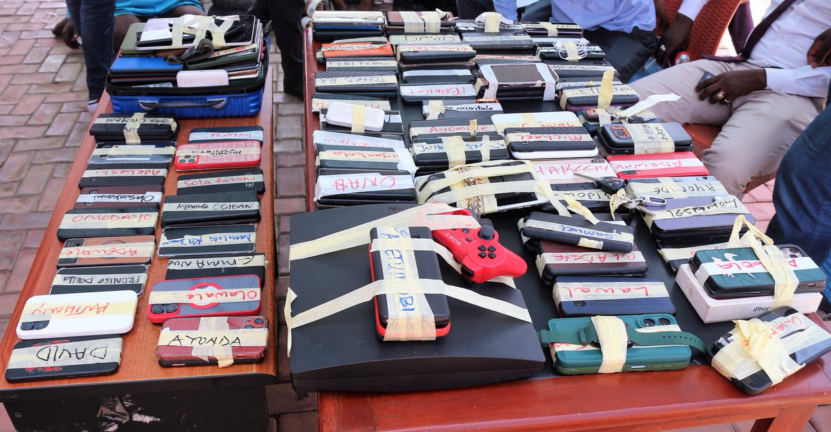 officialEFCC's tweet photo. EFCC Arrests 74 Suspected Internet Fraudsters in Ogun

Operatives of the Ibadan Zonal Command of the Economic and Financial Crimes Commission, EFCC, on Thursday, March 28, 2024 arrested seventy-four(74) suspected internet fraudsters in Ogun State.

The alleged fraudsters were arrested at Government Residential Area, G.R.A, Shagamu,  in Ogun State following surveillance and intelligence  exposing their suspected internet-related  offences.

Items recovered from them include seven exotic cars, three laptops, 124 mobile phones, one PlayStation 3 game, two motorcycles and other incriminating documents.

They will be charged to court as soon as investigations are concluded.