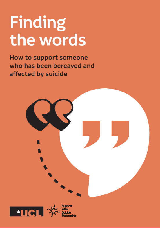 NSPA_UK's tweet photo. Finding the Words by @AfterSuicideUK is a really useful guide to supporting someone bereaved by suicide, co-authored by NSPA Lived Experience Influencer @MaxineFrances. Find it here: https://t.co/SzsugDiSz8 https://t.co/fbmWycOU5L