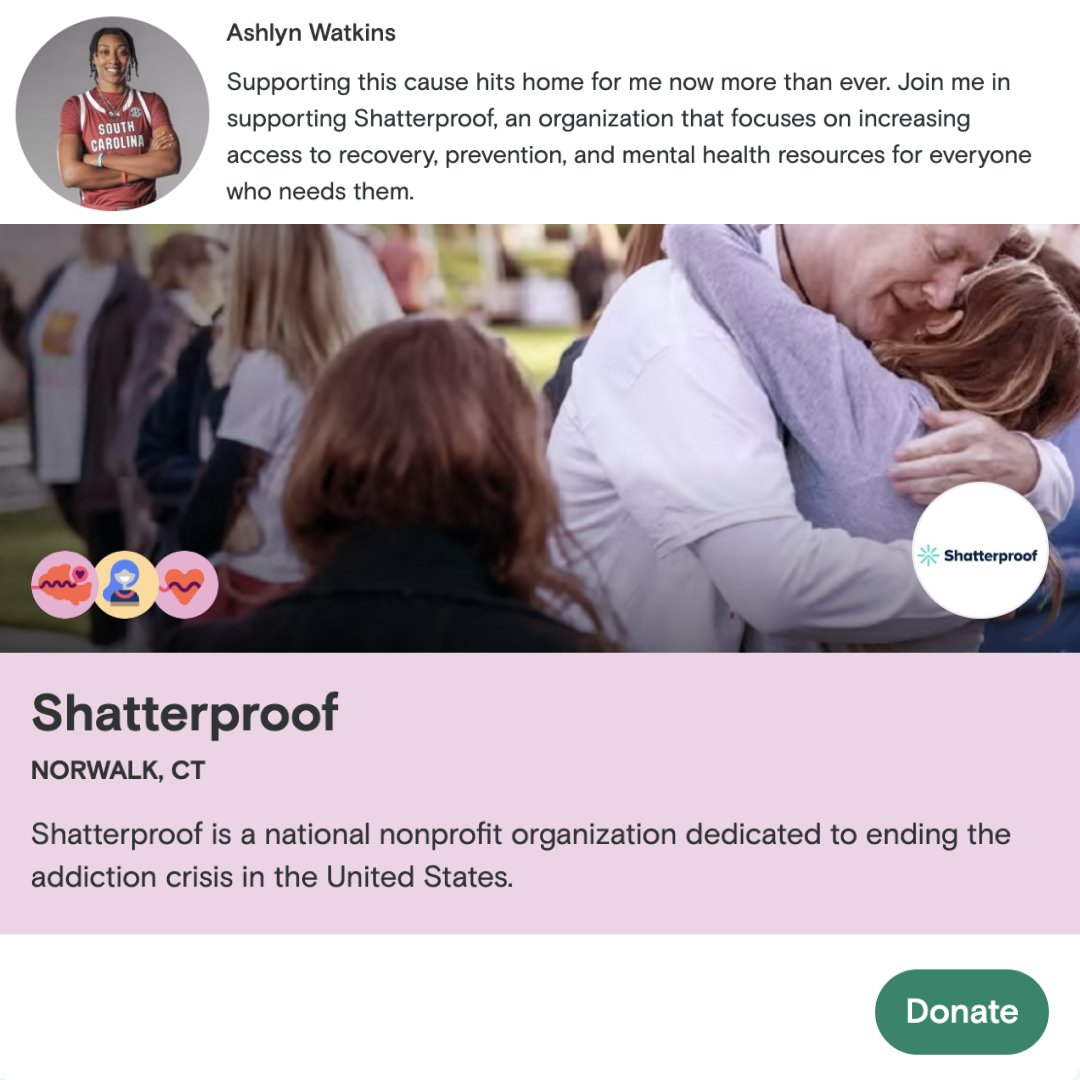 @everydotorg and @KlutchSports have teamed up to support @Ashlyn2W's giveback campaign during #MarchMadness — benefitting @ShatterproofHQ. You can join Ashlyn by making a small donation here: every.org/shatterproof/f…