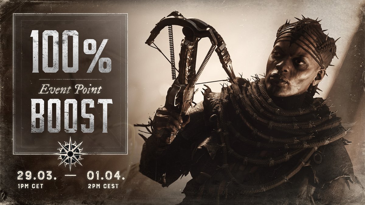We're almost halfway through Desolation's Wake! It's the perfect time for another Event Point boost. All weekend, there's a 100% boost to all Event Points earned in Mission. Ends Monday, April 1st, at 2pm CEST.