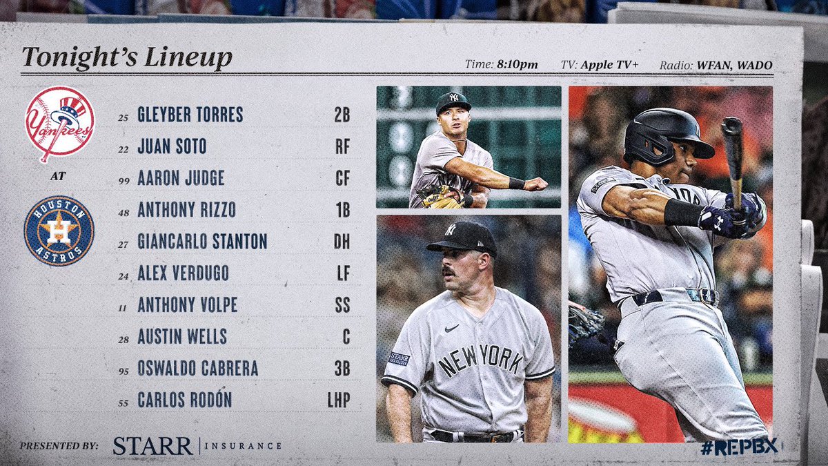 Yankees's tweet photo. Friday Night Baseball on deck 👊
#RepBX https://t.co/pZgThjFx06