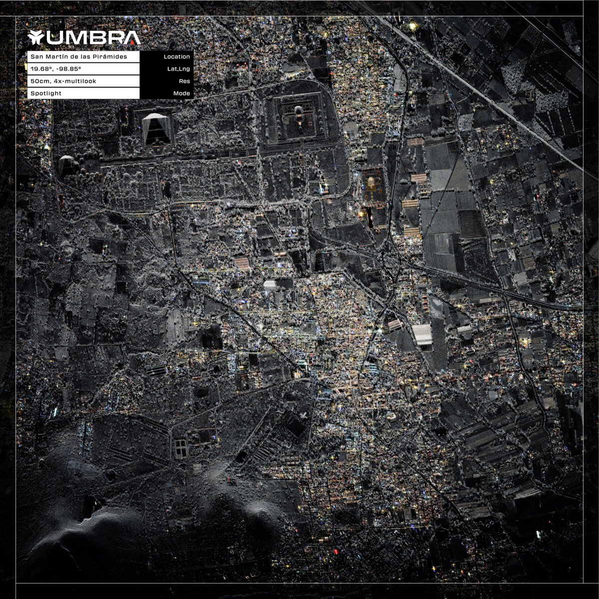umbraspace's tweet image. San Martín de las Pirámides, Mexico | 50cm | 4x-Multilook  

Now available to download from the Umbra Open Data Program.  #SatelliteData #Mexico