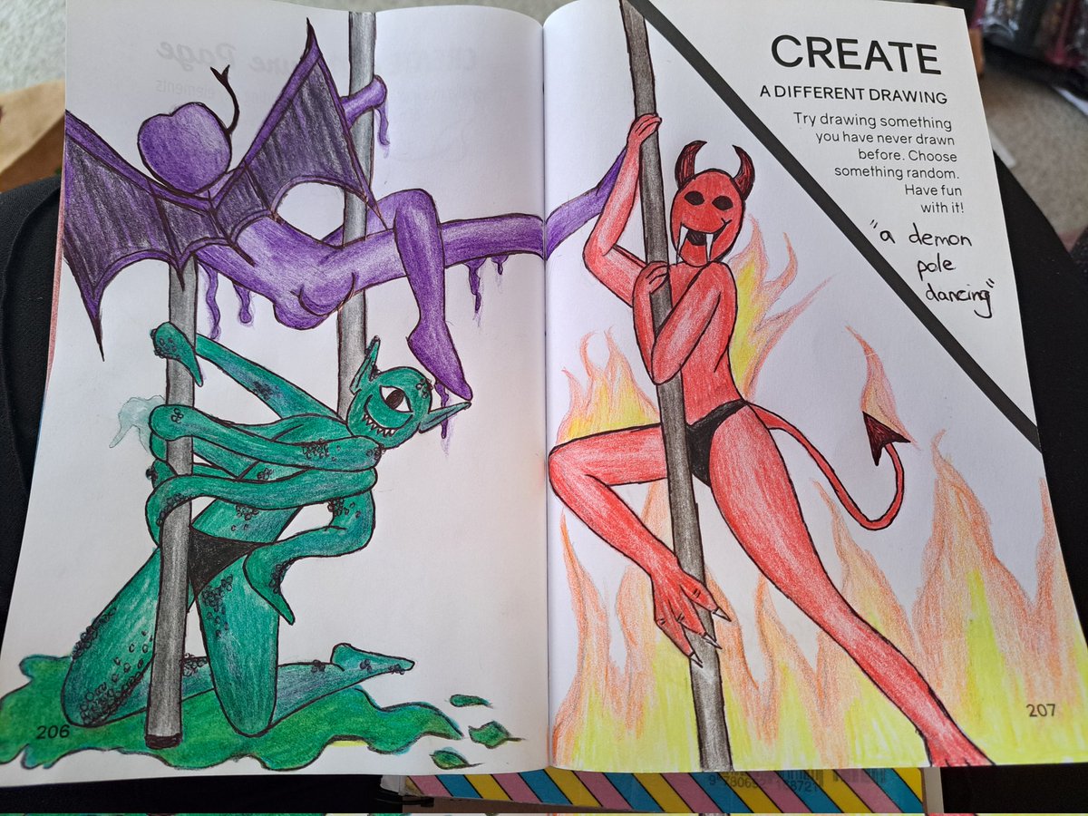 queenemothy's tweet photo. Today's #CreateThisBook content: pole dancing demons https://t.co/fKB9lVA3QK